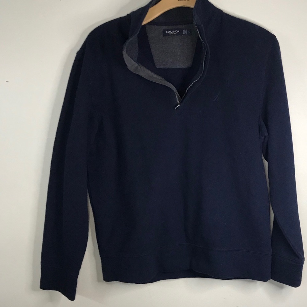 Nautica navy blue quarter-zip ribbed sweatshirt